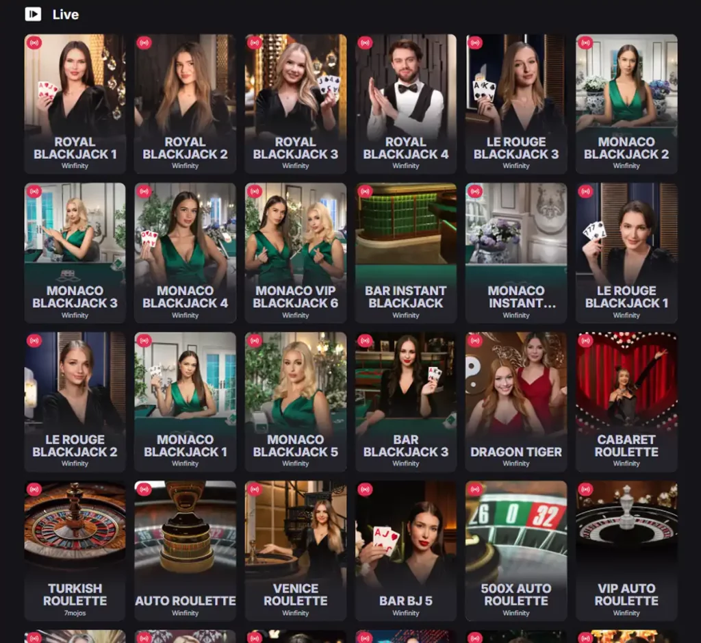 Betsomnia Casino desktop live dealer games collection screenshot showing roulette, blackjack and baccarat tables in lobby view with categories and provider filters - tested