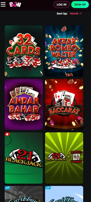 Betty Wins Casino mobile table games collection screenshot displaying available table games and mobile-friendly navigation - tested Betty Wins Casino mobile table games collection screenshot displaying available table games and mobile-friendly navigation - tested