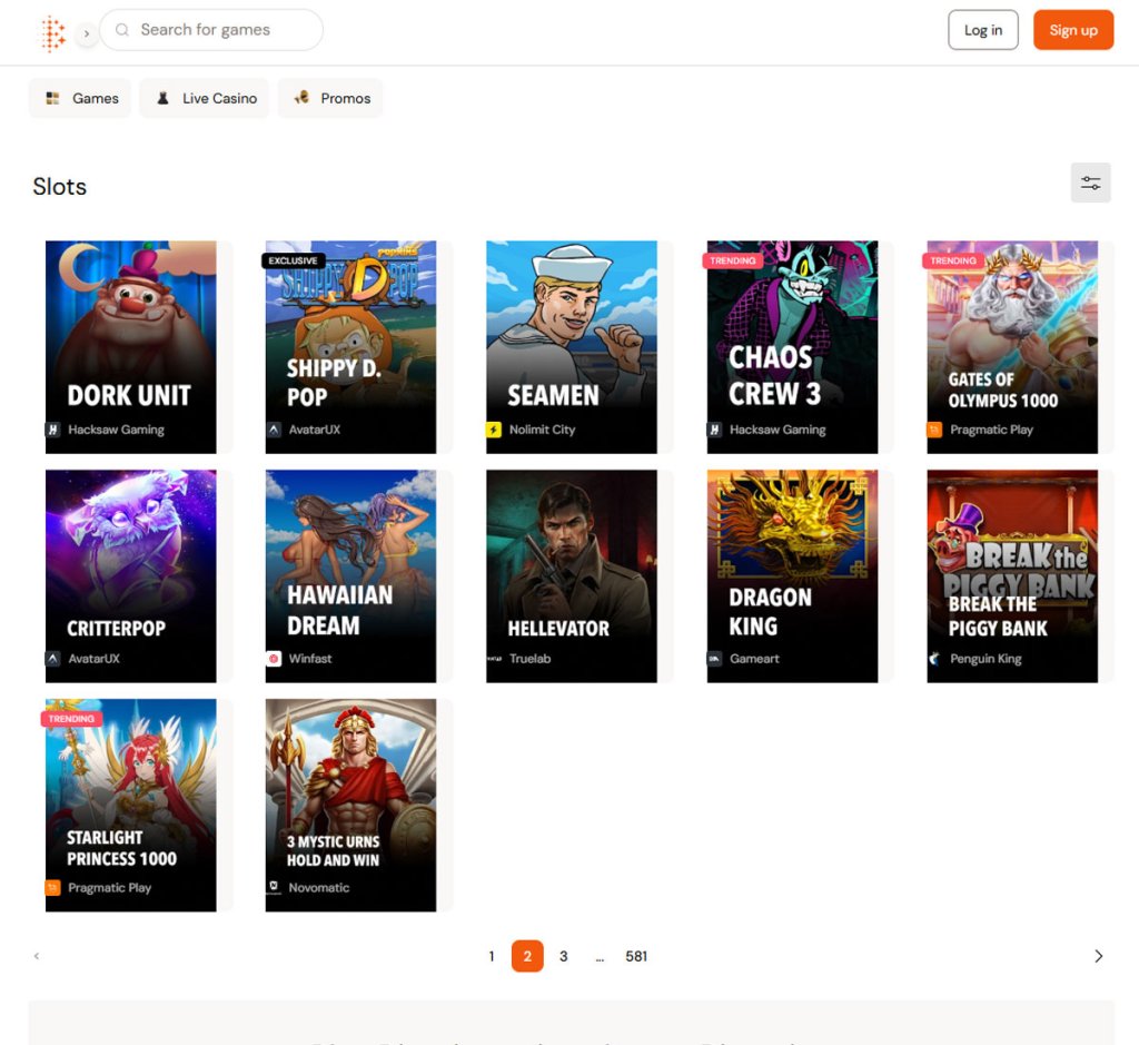 BitCasino X Casino desktop slots variety screenshot showing multiple slot categories, featured games and provider filters - tested
