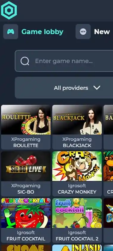 Bogamba Casino mobile lobby screenshot displaying main navigation, featured games, promotions and quick-access sections - tested