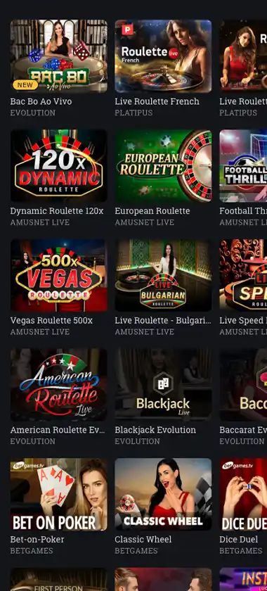 Bspin Casino mobile live dealer games collection screenshot displaying available live tables and categories - tested