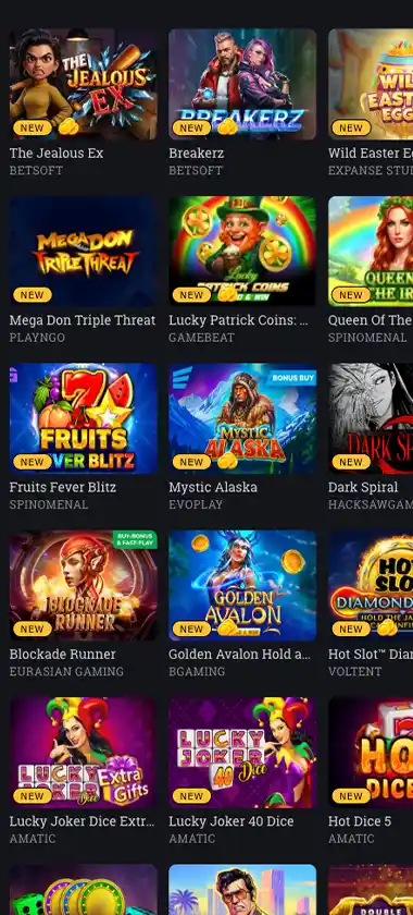 Bspin Casino mobile slots variety screenshot displaying featured slots, categories and touch-optimized navigation - tested