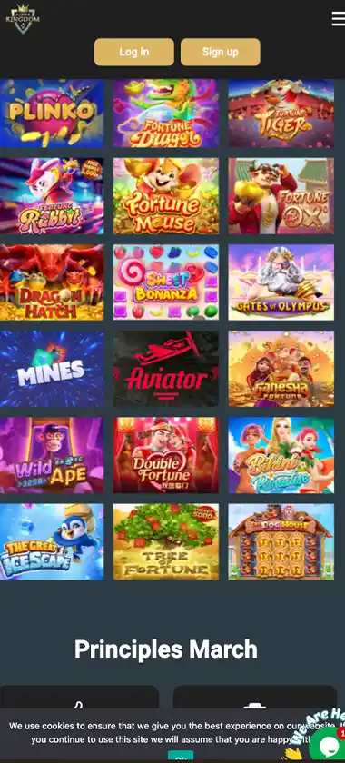 Casino Kingdom mobile homepage screenshot showing featured games, navigation menu and promotional banner on the mobile interface - tested