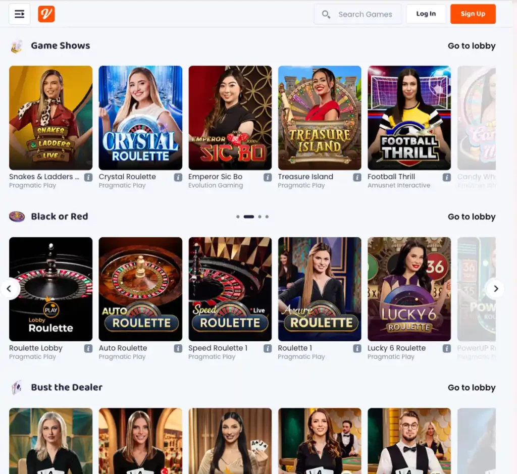 CasinoVibes desktop live dealer games collection screenshot showing roulette, blackjack and baccarat tables in lobby view with categories and provider filters - tested CasinoVibes desktop live dealer games collection screenshot showing roulette, blackjack and baccarat tables in lobby view with categories and provider filters - tested