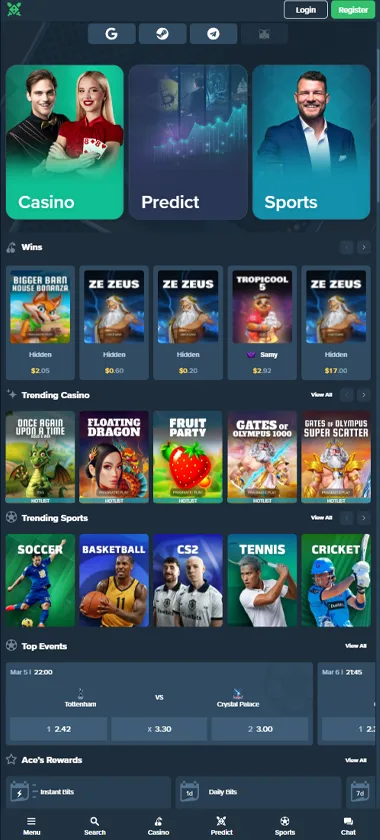 Duelbits Casino mobile home page screenshot displaying main navigation, featured games and mobile-friendly interface - tested