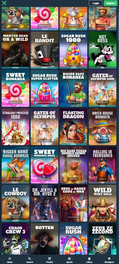 Duelbits Casino mobile slots variety screenshot displaying featured slots, categories and touch-optimized navigation - tested