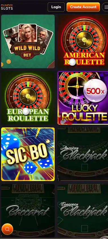 DundeeSlots Casino mobile live casino games collection screenshot displaying available live tables, dealers and categories - tested DundeeSlots Casino mobile live casino games collection screenshot displaying available live tables, dealers and categories - tested