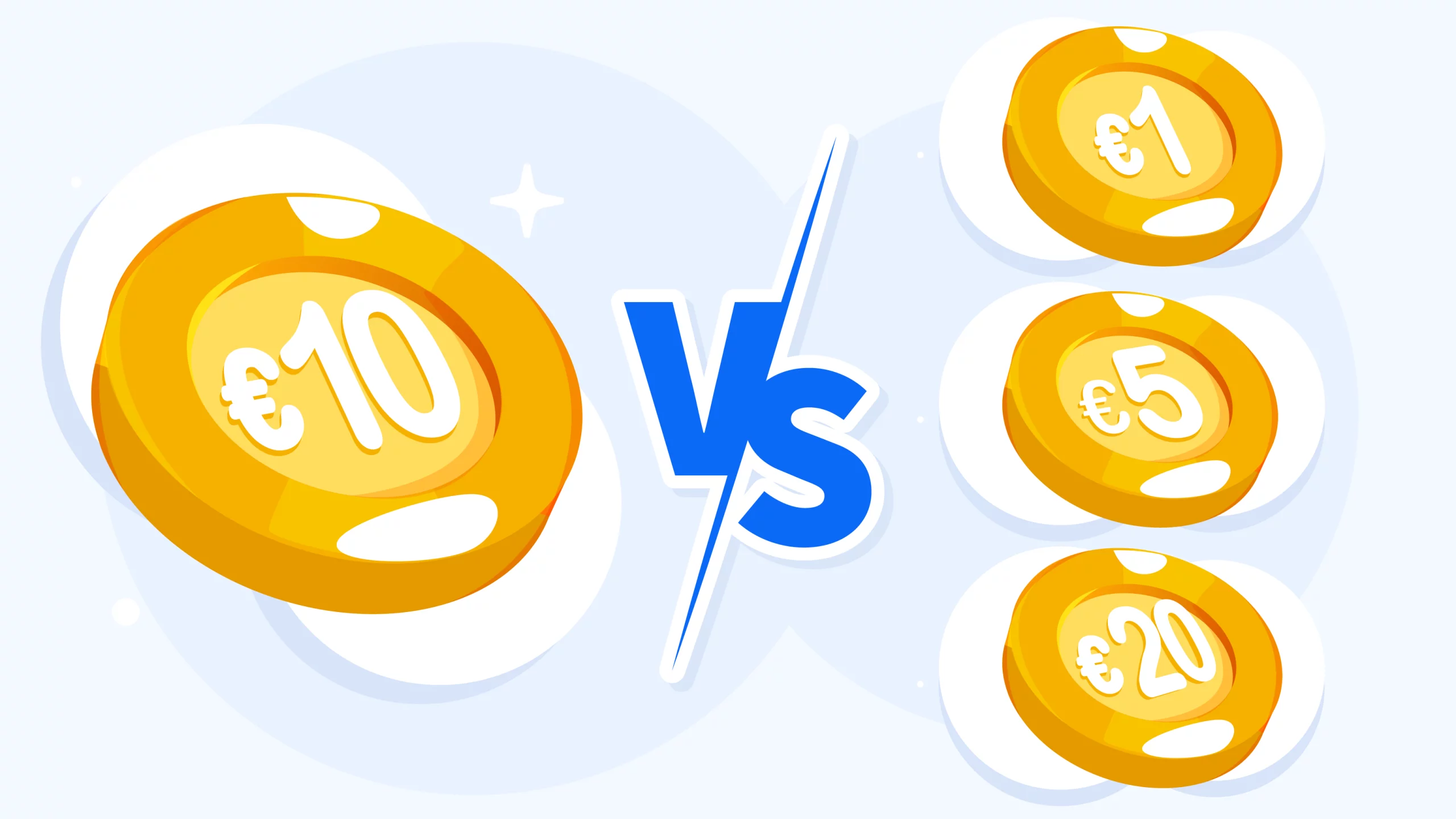 Comparison chart displaying benefits and limitations of €1, €5, €10, and €20 casino deposits with bonus values, game access, and wagering requirements for 10 euro casino bonus offers