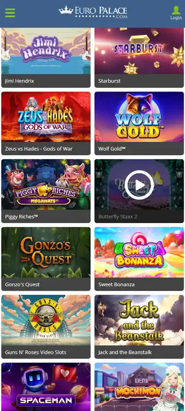 Europalace Casino mobile slot screenshot displaying featured slots, categories and touch-optimized navigation - tested Europalace Casino mobile slot screenshot displaying featured slots, categories and touch-optimized navigation - tested