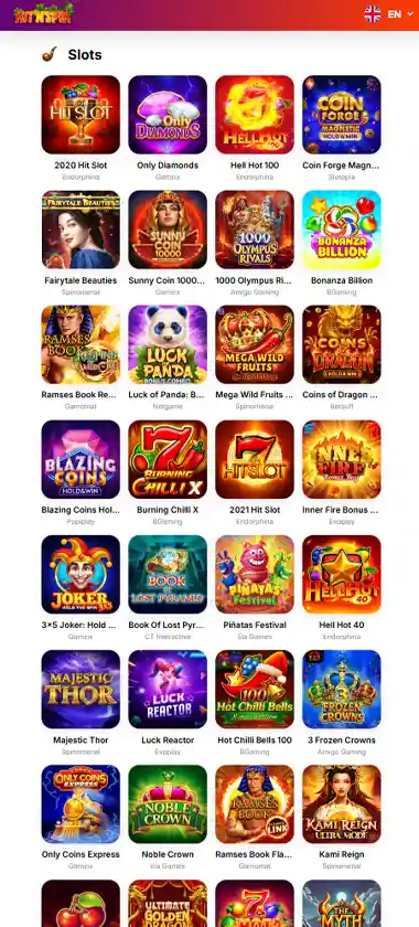 itnSpin Casino mobile slot screenshot displaying featured slots, categories and touch-optimized navigation - tested