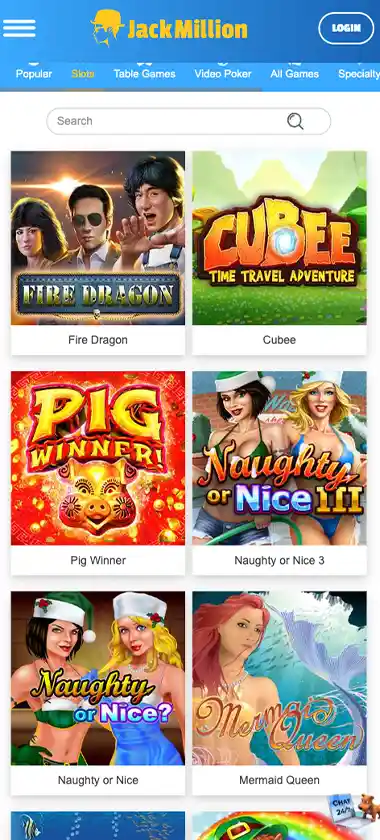 Jackmillion Casino mobile slots screenshot showing slot game thumbnails, categories and featured titles in the mobile game lobby - tested Jackmillion Casino mobile slots screenshot showing slot game thumbnails, categories and featured titles in the mobile game lobby - tested