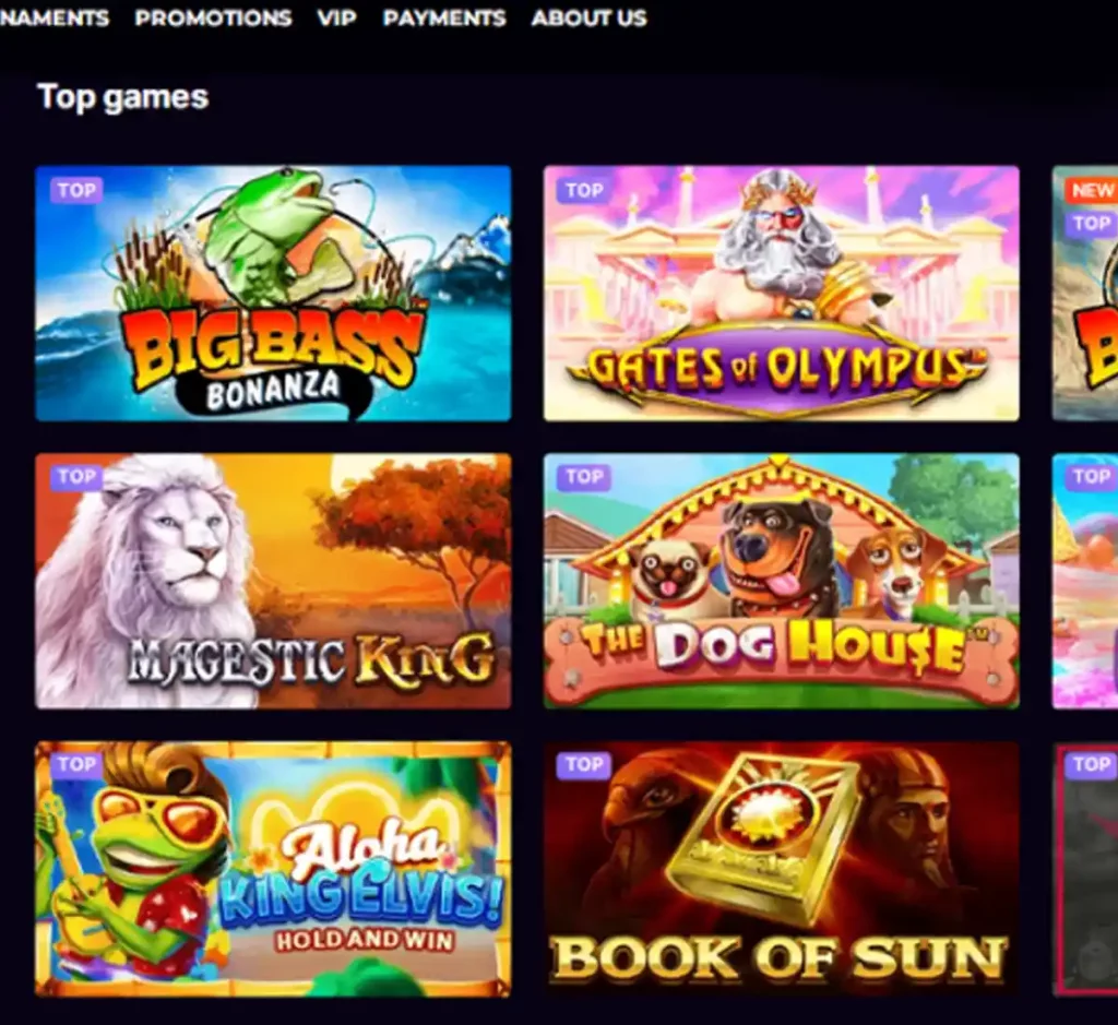 Kosmonaut Casino desktop top games screenshot showing top games, hot and featured titles and provider filters - tested