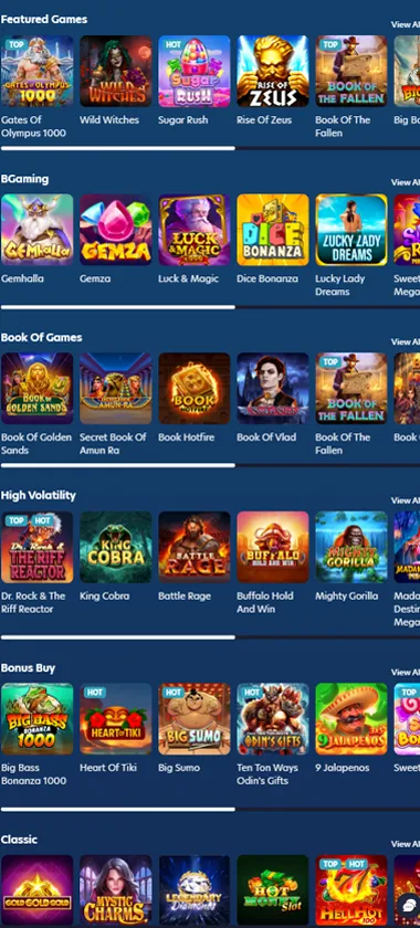 Lucky Dreams Casino mobile slots variety screenshot displaying featured slots, categories and touch-optimized navigation - tested