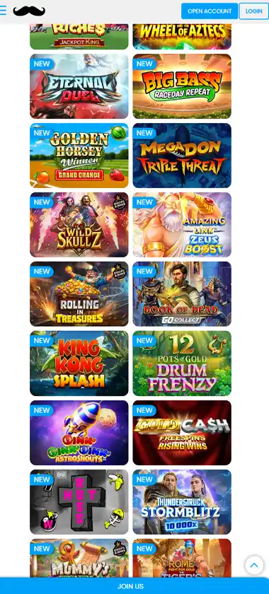 MrPlay Casino mobile homepage screenshot displaying main navigation, featured games and mobile-friendly interface/navigation - tested