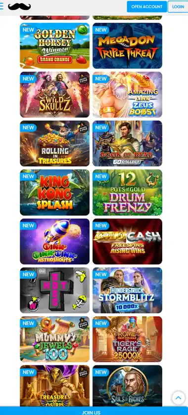 MrPlay Casino mobile slot screenshot displaying featured slots, categories and touch-optimized navigation - tested