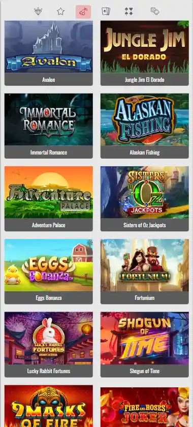 Platinum Play Casino mobile slot screenshot displaying featured slots, categories and touch-optimized navigation - tested
