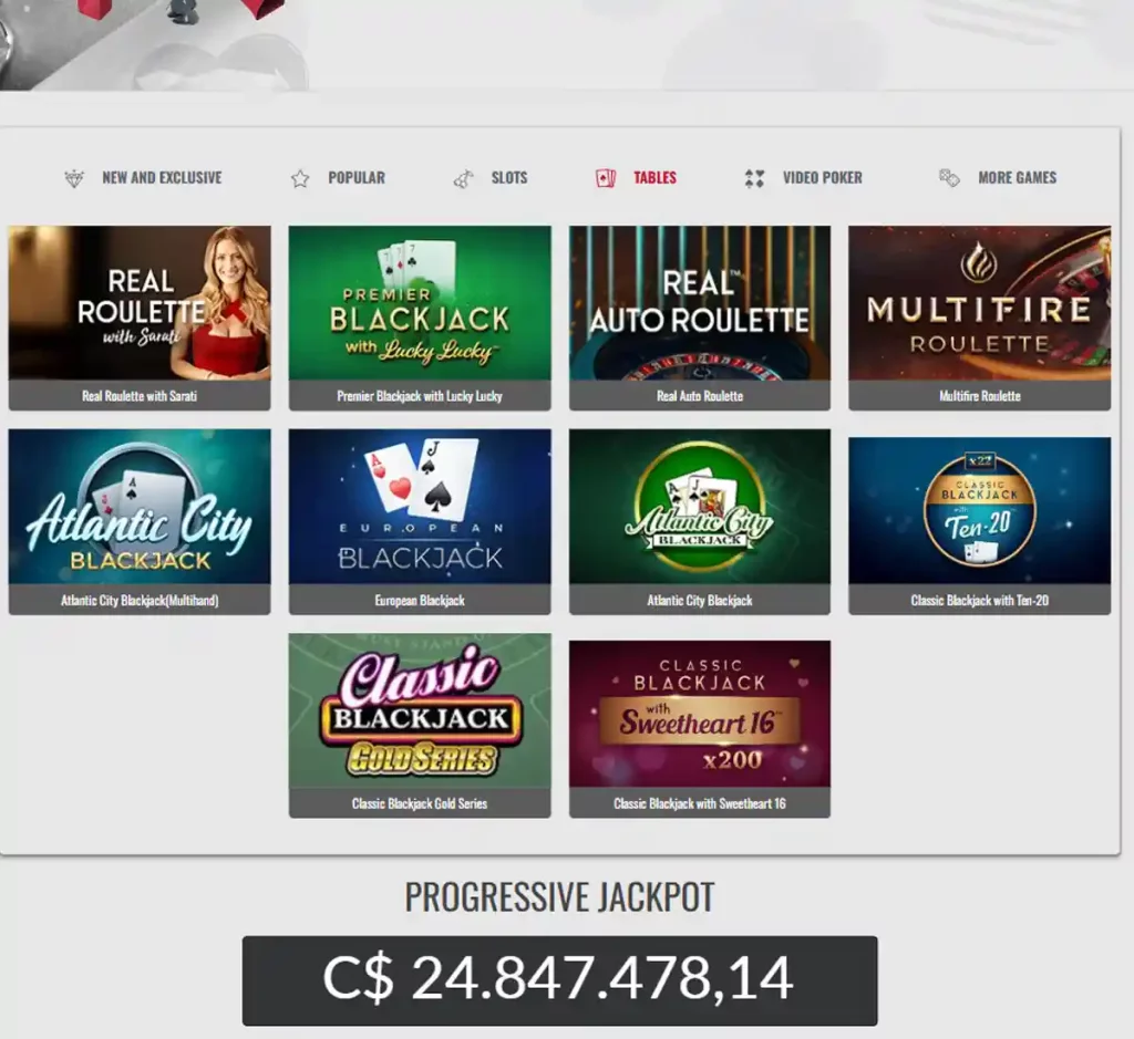 Platinum Play Casino desktop table games collection screenshot showing various table games, categories and provider filters - tested