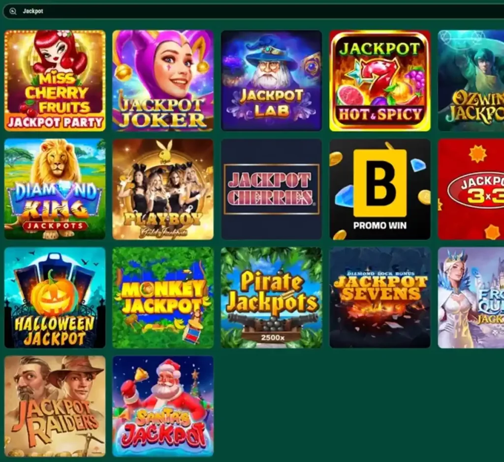 Richard Casino desktop jackpots screenshot showing progressive jackpot titles, prize amounts and provider filters - tested