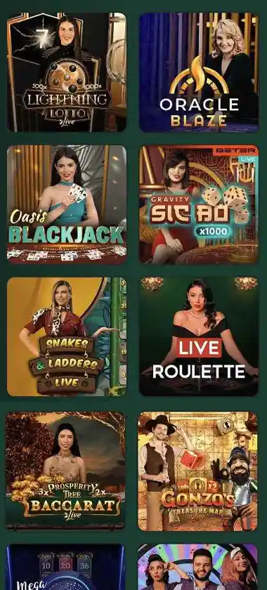 Richard Casino mobile live dealer games collection screenshot displaying available live tables and categories with mobile-friendly interface/navigation - tested