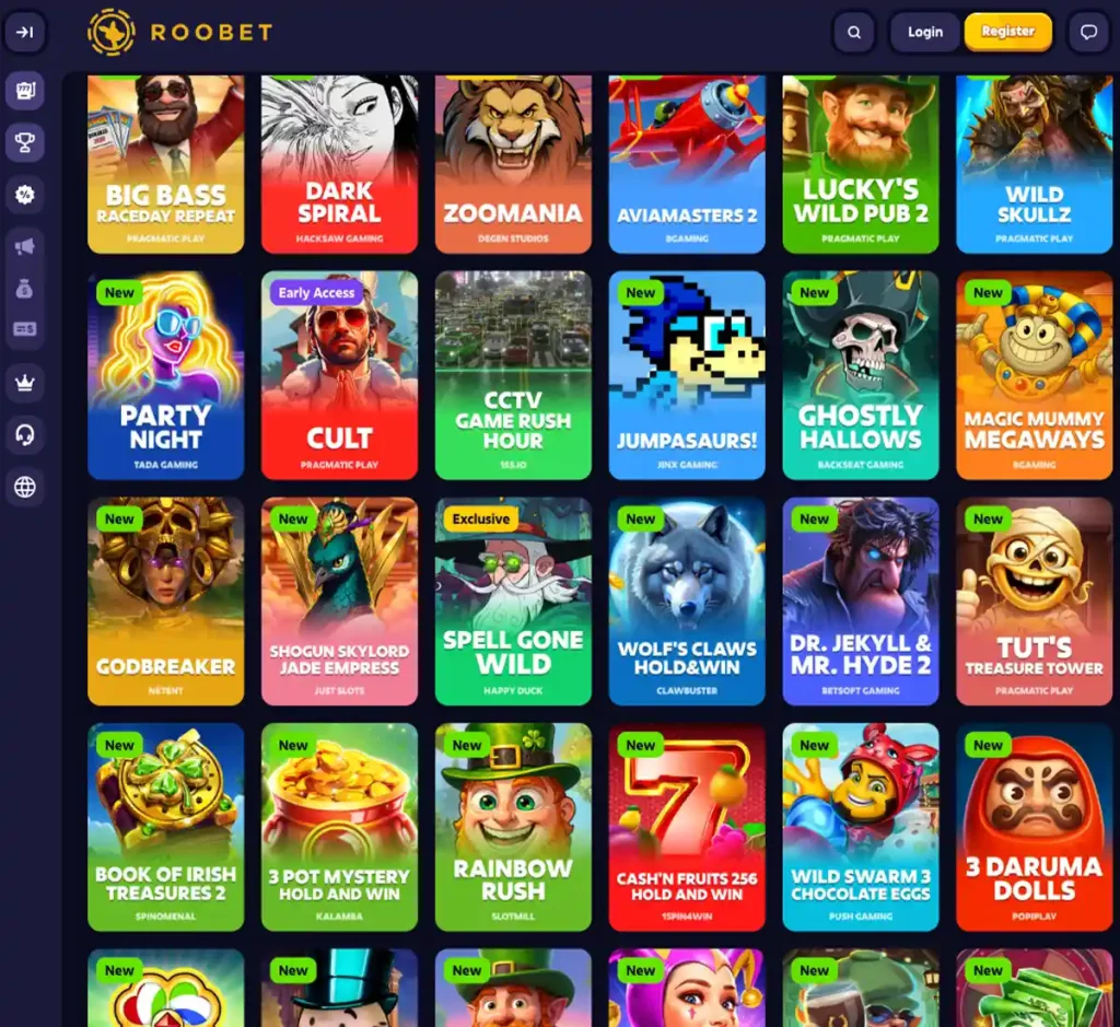 Roobet Casino desktop new games collection screenshot displaying recently added titles, release dates and filters - tested Roobet Casino desktop new games collection screenshot displaying recently added titles, release dates and filters - tested