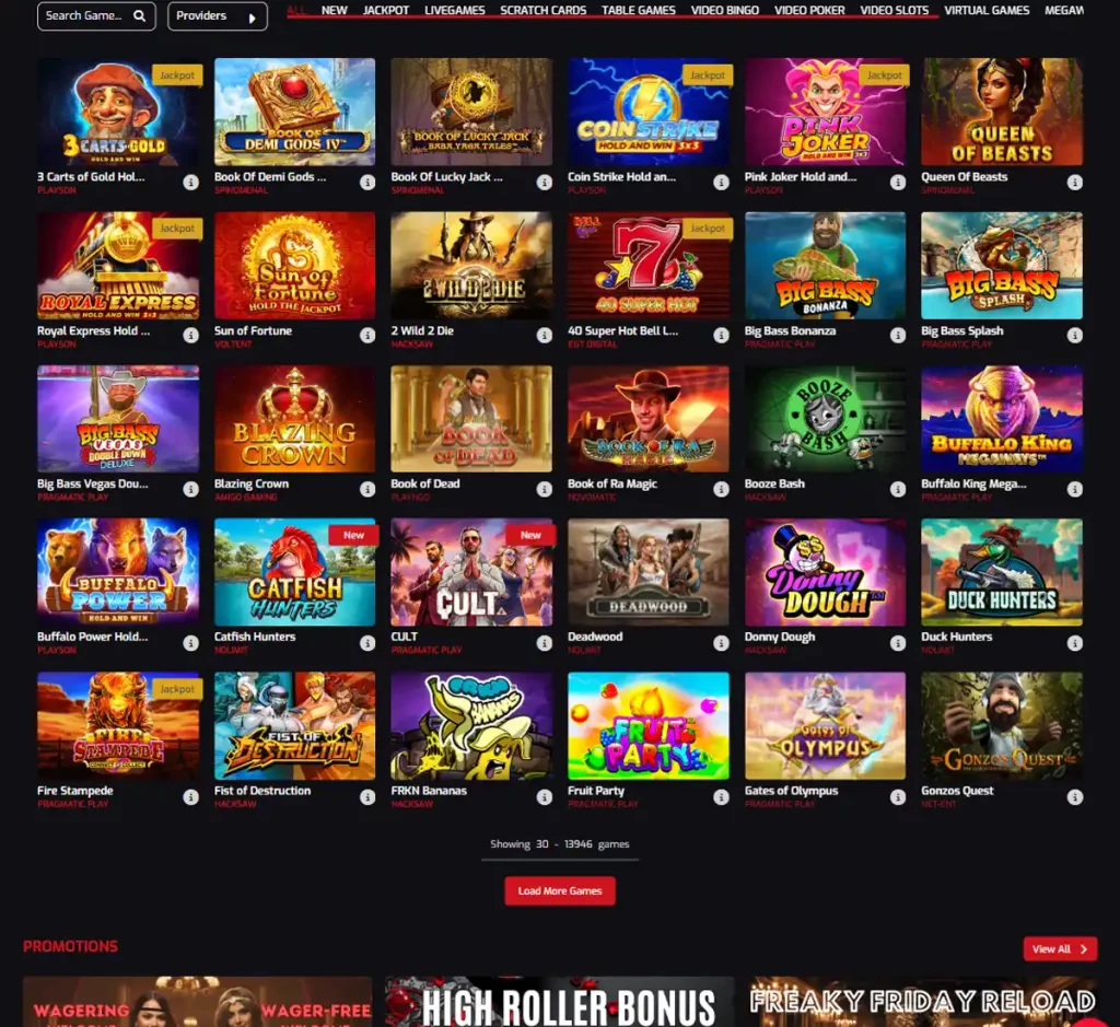 Royal Stars Casino desktop homepage screenshot showing main navigation, featured games and promotional banners - tested