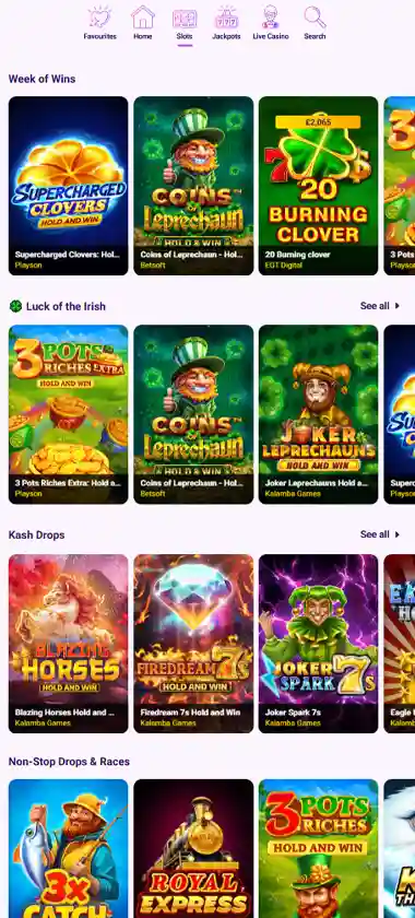 SlotBox Casino mobile slot screenshot displaying featured slots, categories and touch-optimized navigation - tested