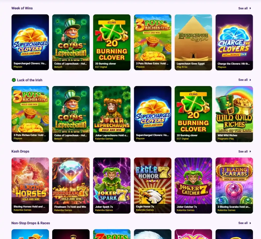 SlotBox Casino desktop slots screenshot showing multiple slot categories, featured games and provider filters - tested