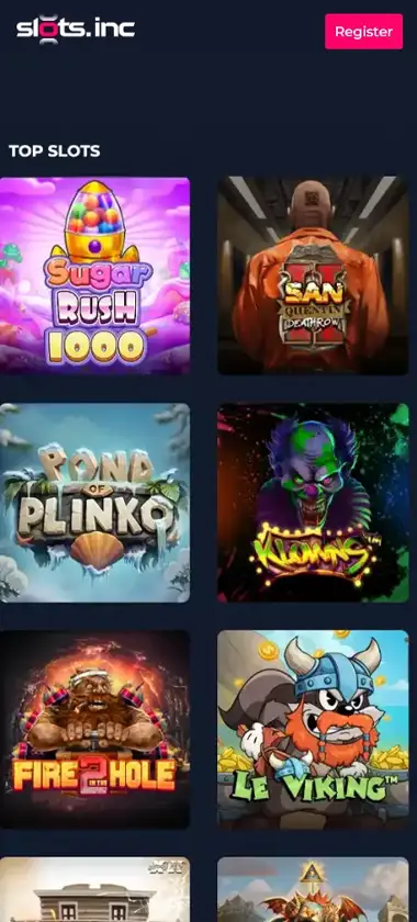 Slots.inc Casino mobile slots variety screenshot displaying featured slots, categories and touch-optimized navigation - tested Slots.inc Casino mobile slots variety screenshot displaying featured slots, categories and touch-optimized navigation - tested