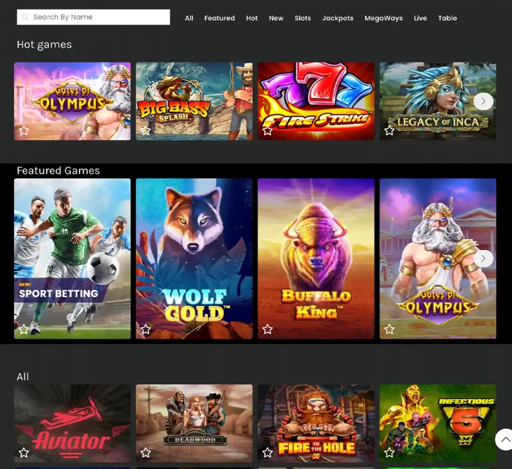 Spicy Jackpots Casino desktop home page screenshot showing main navigation, featured games and promotional banners - tested