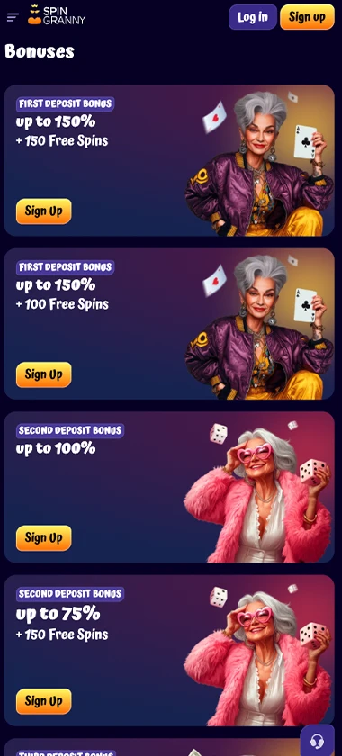 SpinGranny Casino mobile promotions and bonuses - captured during our review SpinGranny Casino mobile promotions and bonuses - captured during our review