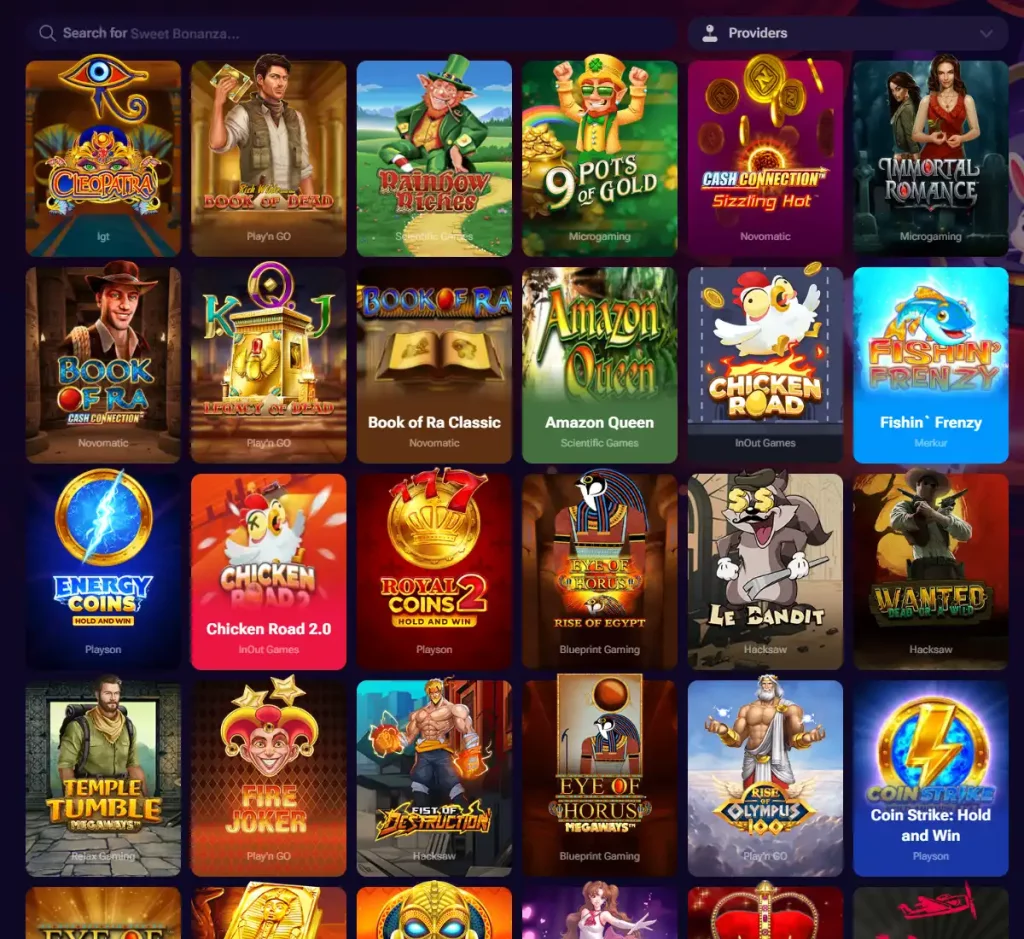 SpinTime Casino desktop featured games screenshot showing featured games, categories and provider filters - tested