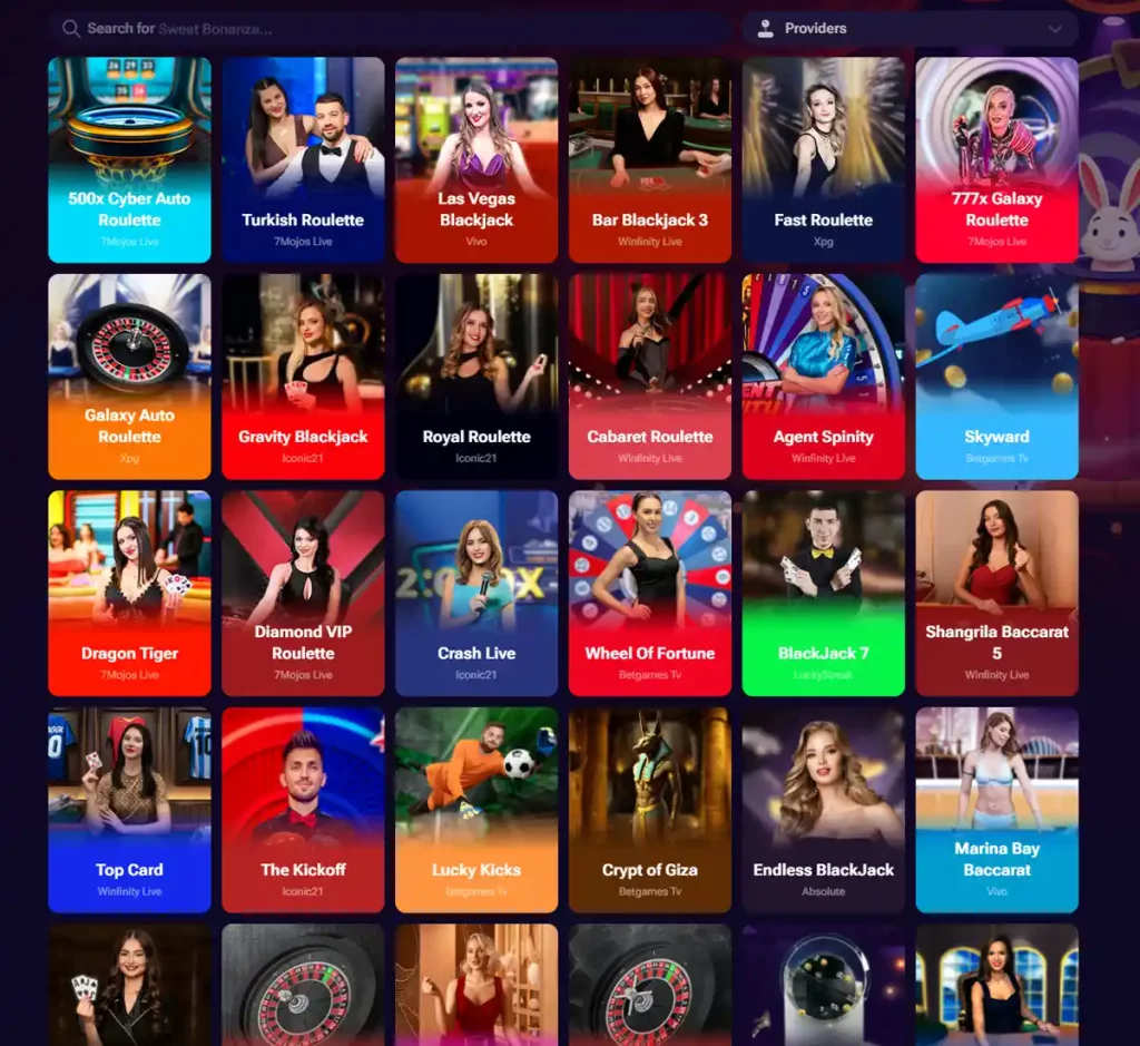 SpinTime Casino desktop live dealer games collection screenshot showing roulette, blackjack and baccarat tables in lobby view with categories and provider filters - tested