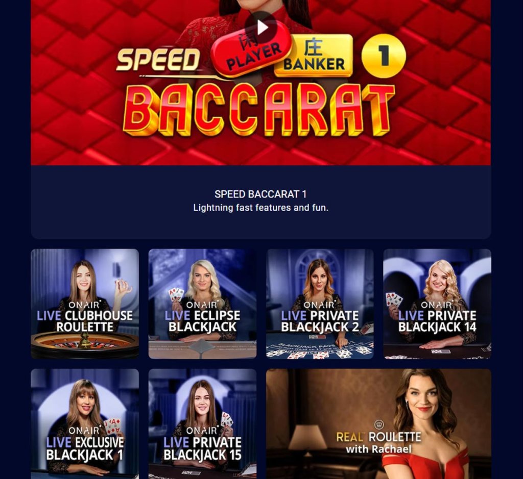 Spin Palace Casino desktop live dealer games collection screenshot showing roulette, blackjack and baccarat tables in lobby view - tested