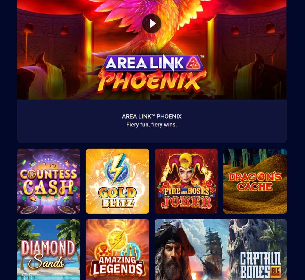 Spin Palace Casino desktop slots variety screenshot showing multiple slot categories, featured games and provider filters - tested