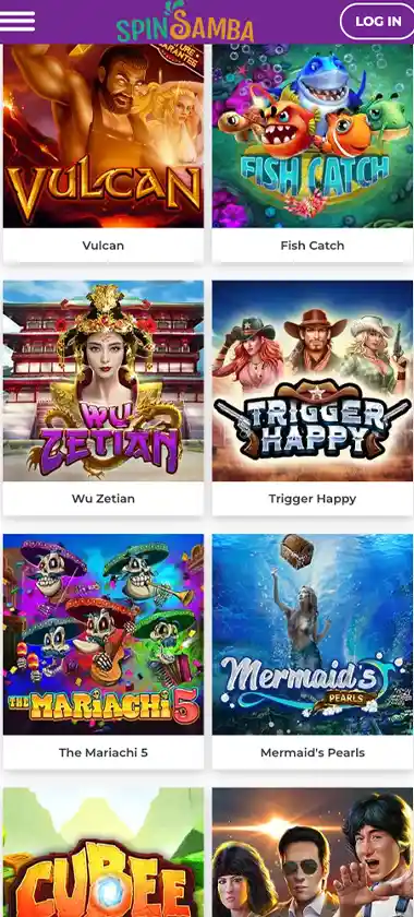 Spinsamba Casino mobile slots variety screenshot displaying featured slots, categories and touch-optimized navigation - tested Spinsamba Casino mobile slots variety screenshot displaying featured slots, categories and touch-optimized navigation - tested
