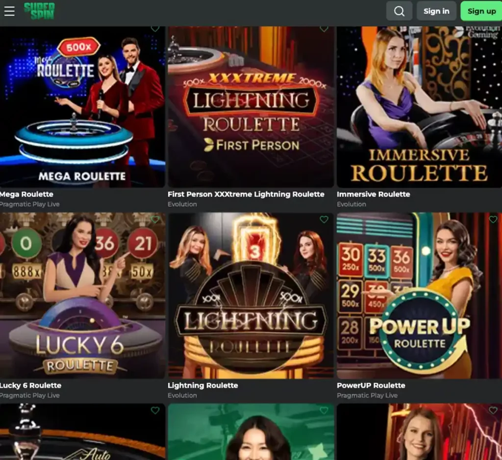 Super Spin Casino desktop roulette games collection screenshot displaying roulette tables, betting limits and game variants - tested Super Spin Casino desktop roulette games collection screenshot displaying roulette tables, betting limits and game variants - tested