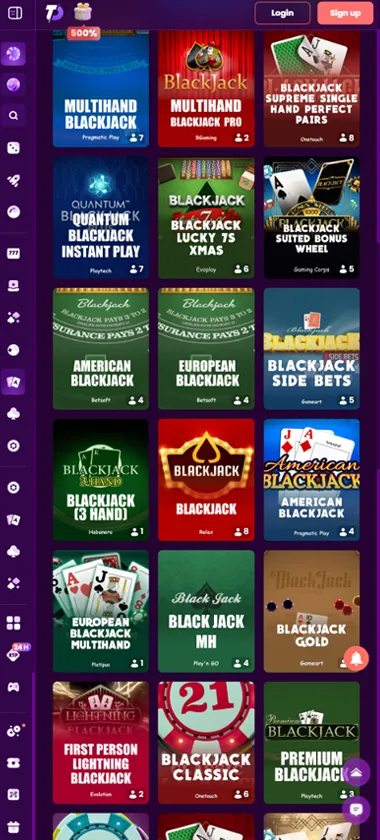 TrustDice Casino mobile blackjack screenshot displaying blackjack tables, game variations and mobile-friendly betting interface - tested