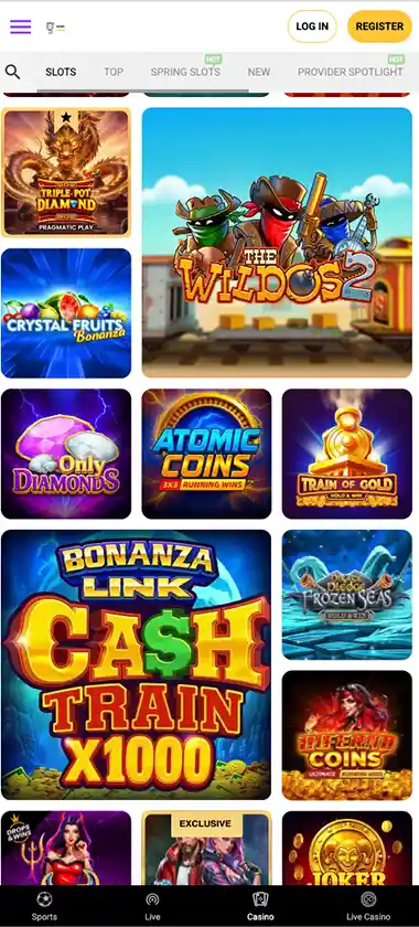 WikiLuck Casino mobile slots screenshot showing slot game thumbnails, categories and featured titles in the mobile game lobby - tested WikiLuck Casino mobile slots screenshot showing slot game thumbnails, categories and featured titles in the mobile game lobby - tested