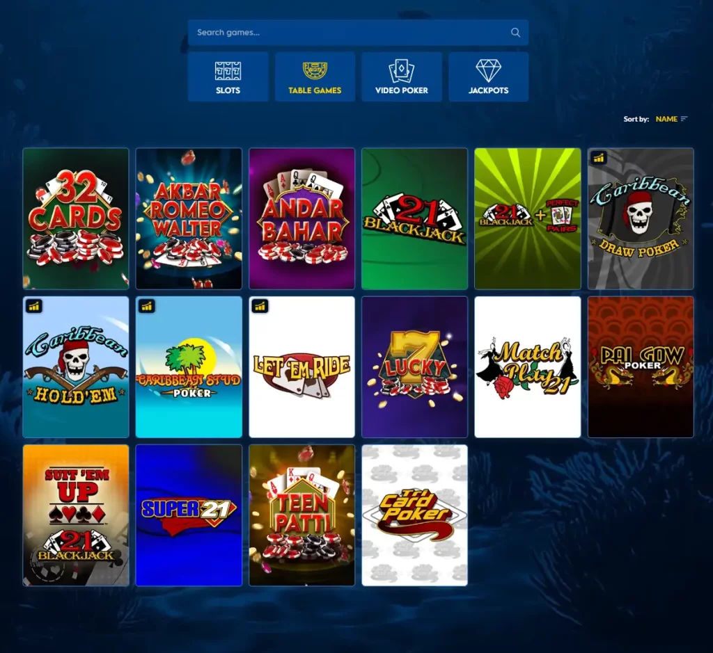 Yabby Casino desktop table games collection screenshot showing various table games, categories and filtering options - tested Yabby Casino desktop table games collection screenshot showing various table games, categories and filtering options - tested