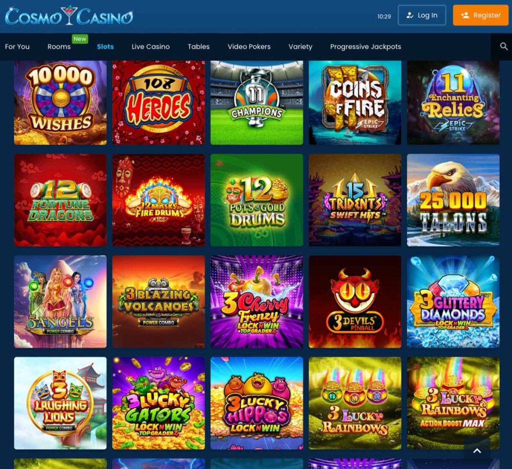 Cosmo Casino mobile slots variety screenshot displaying featured slots, categories and touch-optimized navigation - tested Cosmo Casino mobile slots variety screenshot displaying featured slots, categories and touch-optimized navigation - tested