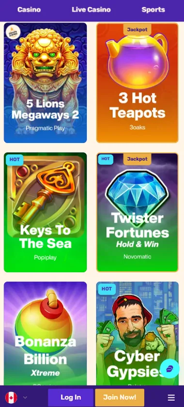 Lets Lucky Casino slot games mobile interface screenshot displaying popular slots and game selection - verified