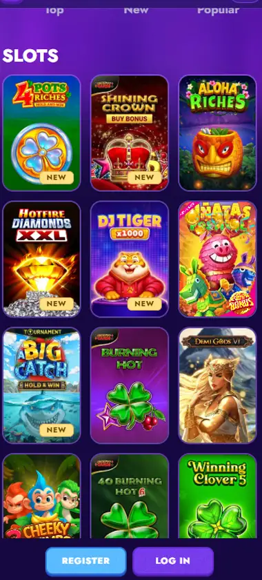 Polestar Casino mobile slots interface screenshot showing slot game selection with popular titles and filtering options - captured during platform testing Polestar Casino mobile slots interface screenshot showing slot game selection with popular titles and filtering options - captured during platform testing