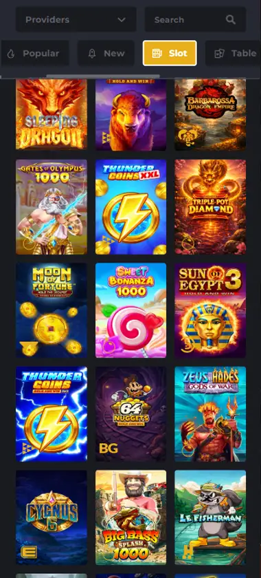 Royal Reels 16 Casino slot games mobile interface screenshot displaying popular slots and game selection - verified
