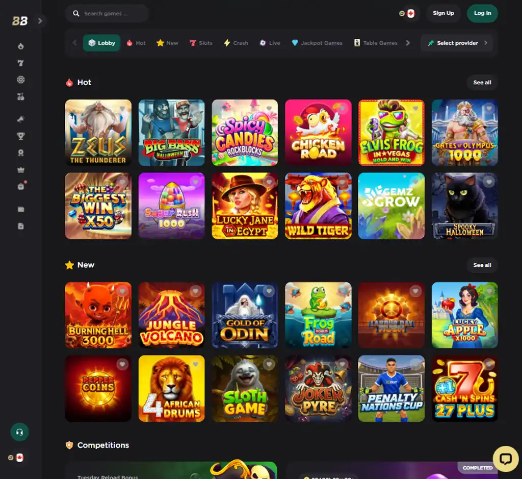 Bela Bet Casino desktop homepage screenshot displaying main lobby with featured games, promotions and navigation menu - tested