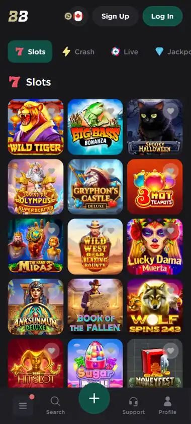 Bela Bet Casino mobile slots interface screenshot showing slot game selection with popular titles and filtering options - tested