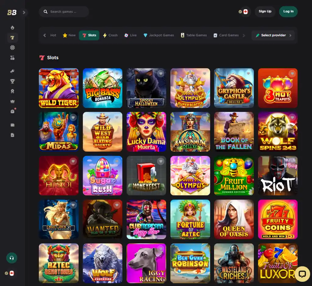 Bela Bet Casino desktop slots lobby screenshot presenting variety of slot games with categories and providers - tested