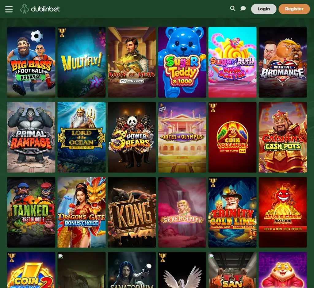 Dublin Bet Casino desktop slots lobby screenshot presenting variety of slot games with categories and providers - Tested Dublin Bet Casino desktop slots lobby screenshot presenting variety of slot games with categories and providers - Tested