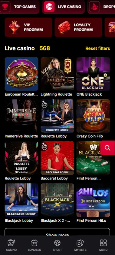 Fiery Play Casino mobile live casino interface screenshot showing live dealer tables including blackjack and roulette - tested Fiery Play Casino mobile live casino interface screenshot showing live dealer tables including blackjack and roulette - tested