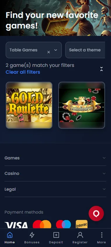 Winthere Casino mobile live casino interface screenshot showing live dealer tables including blackjack and roulette - tested
