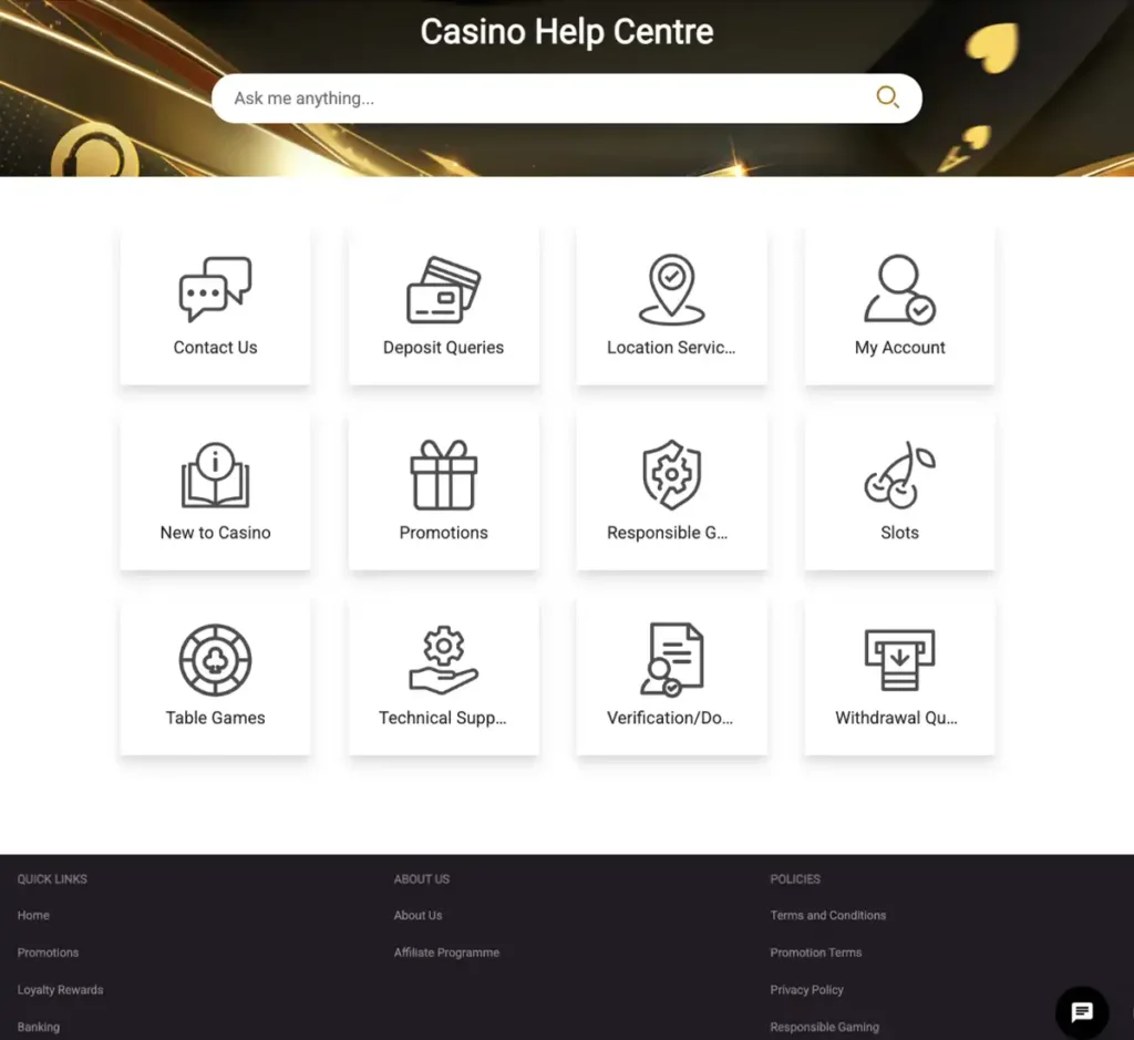 Mummysgold Casino desktop customer support screenshot showing live chat and help options - tested Mummysgold Casino desktop customer support screenshot showing live chat and help options - tested